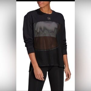 Stella McCartney adidas Black Mesh Long Sleeve Tee